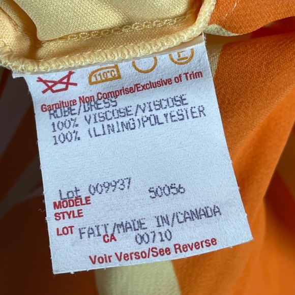 Joseph Ribkoff Dress Womens 8 orange yellow floral midi slip designer vintage - Picture 5 of 9